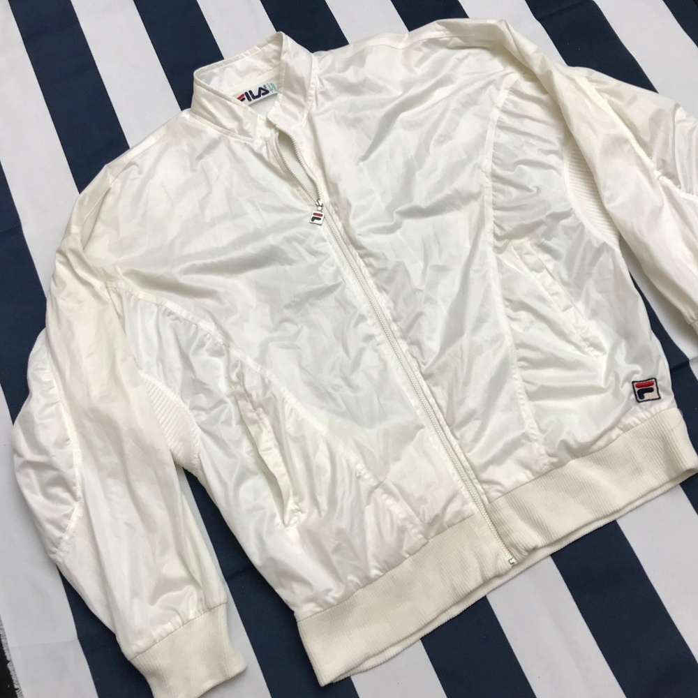 FILA Women Windbreaker Full Zip Jacket White XL